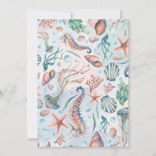 Zeemeermin Roze Blauw Verjaardag Uitnodiging (Achterkant)