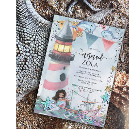 Zeemeermin Roze Blauw Verjaardagsfeest Kaart