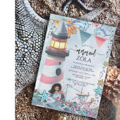 Zeemeermin Roze Blauw Verjaardagsfeest Kaart