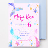 Zeemeermin Roze Blauw Verjaardagsfeestuitnodiging Kaart