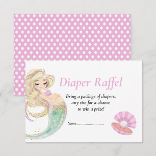 Zeemeermin Roze Diape Raffel voor Baby Shower stip Kaart