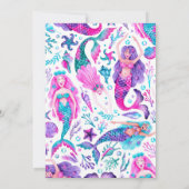 Zeemeermin Roze en Turquoise Meisje Verjaardagsfee Kaart (Achterkant)
