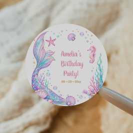 Zeemeermin Roze Goud Onder De Zee Verjaardag Klass Ronde Sticker