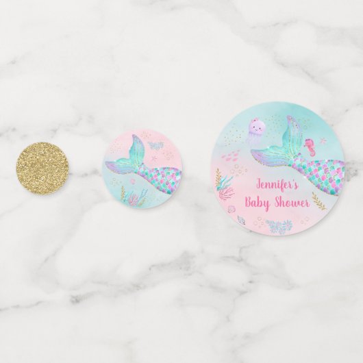 Zeemeermin Roze Goud Onder Het Zeeen Baby shower C Confetti (Voorkanten)