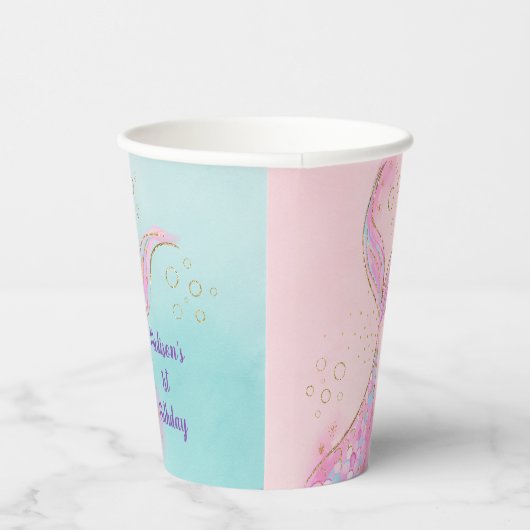 Zeemeermin roze goud onder Zee van de geboorte Papieren Bekers (Rechts)