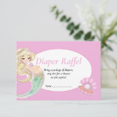 Zeemeermin Roze Luier Loterijkaart voor Babyfeestj Kaart (Staand voorkant)