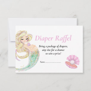 Zeemeermin Roze Luier Raffel voor Babyborrel Kaart