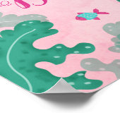 Zeemeermin roze onder het Zee Verjaardag Poster (Hoek)