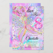 Zeemeermin Roze Paarse Duik In Acht Verjaardag Kaart (Voorkant / Achterkant)