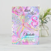 Zeemeermin Roze Paarse Duik in de Achtste Verjaard Kaart (Staand voorkant)