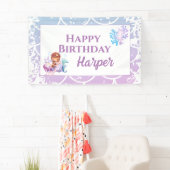 Zeemeermin Roze Paarse Onder het zee Verjaardag Spandoek (Insitu)