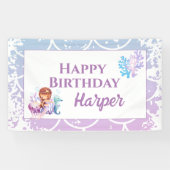 Zeemeermin Roze Paarse Onder het zee Verjaardag Spandoek (Horizontaal)