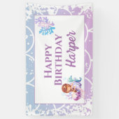 Zeemeermin Roze Paarse Onder het zee Verjaardag Spandoek (Verticaal)