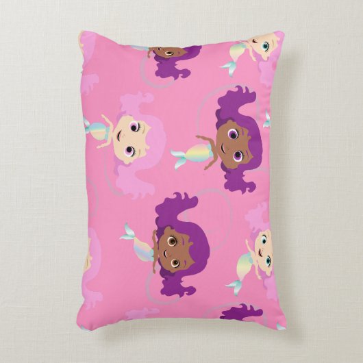 Zeemeermin Roze Paarse Patroon Accent Kussen (Voorkant(Verticaal))