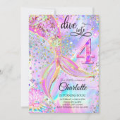 Zeemeermin Roze Paarse Verjaardag Duik in Vier Kaart (Voorkant)