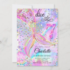 Zeemeermin Roze Paarse Verjaardag Uitnodiging
