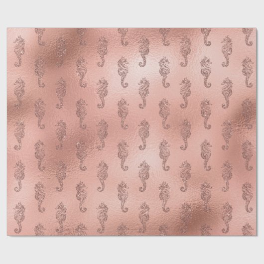 Zeemeermin Roze Rose Goud Roze Prinses Zeepaardje Cadeaupapier (Vlak)