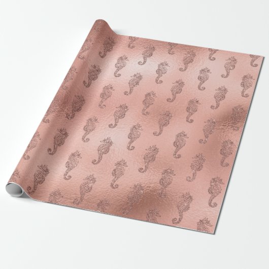 Zeemeermin Roze Rose Goud Roze Prinses Zeepaardje Cadeaupapier (Uitgerold)