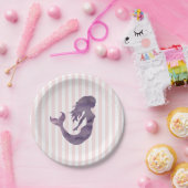 Zeemeermin Roze Streep Pastel Papier Borden Papieren Bordje (Feest)
