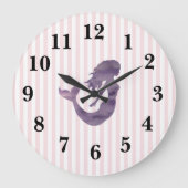 Zeemeermin roze streep Preppy grote klok (Voorkant)