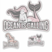Zeemeermin Roze Zee vrienden Sticker (Voorkant)