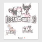 Zeemeermin Roze Zee vrienden Sticker (Vel)