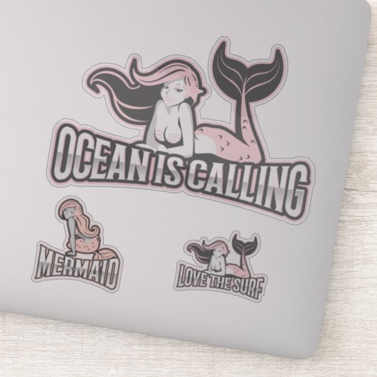 Zeemeermin Roze Zee vrienden Sticker (Detail)