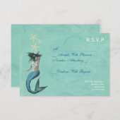 Zeemeermin RSVP-kaarten aan de kust RSVP Kaartje (Voorkant / Achterkant)