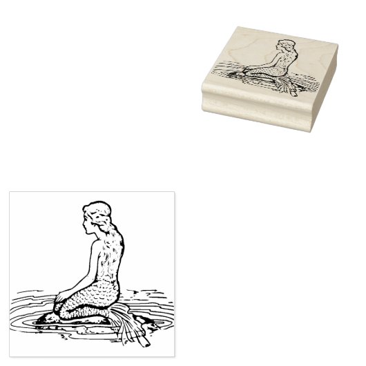  zeemeermin rubberen stempel (Gestempeld)