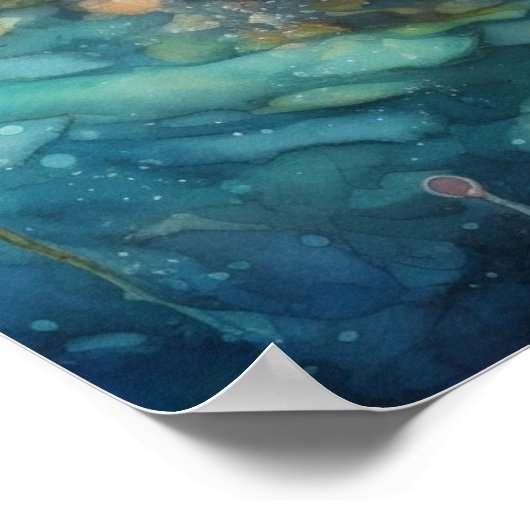 Zeemeermin rust in een rif poster (Hoek)