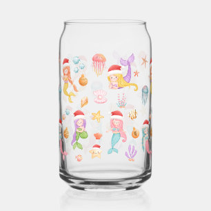 Zeemeermin Santa Pattern Blikvorm Glas