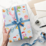 Zeemeermin Santa Pattern Christmas Cadeaupapier<br><div class="desc">Maak uw kerstseizoen onvergetelijk met dit grillige Santa Mermaid-thema inpakpapier. Het is tijd voor een vakantie onder het zee! U kunt een Afro-Amerikaanse zeemeermin inschakelen met de bewerkingsoptie. Als u de achtergrondkleuren wilt wijzigen,  kunt u klikken op "Bewerken met Design Tool".</div>