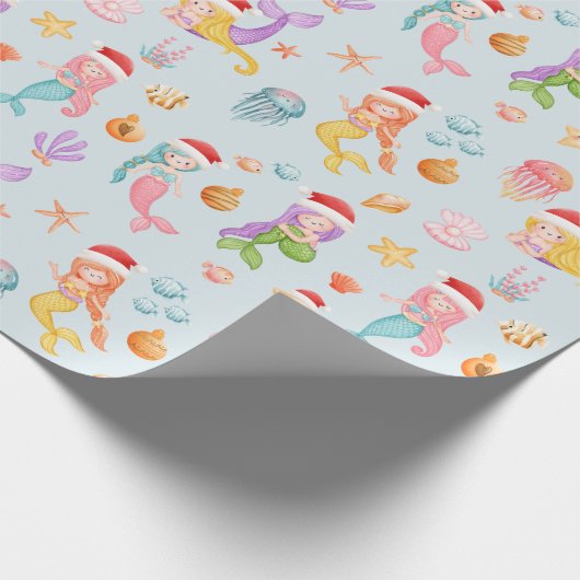 Zeemeermin Santa Pattern Christmas Cadeaupapier (Hoek)