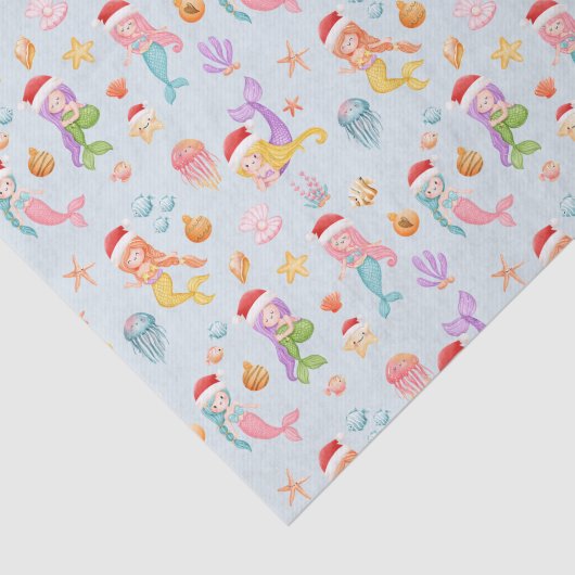 Zeemeermin Santa Pattern Christmas Tissuepapier (Detail)