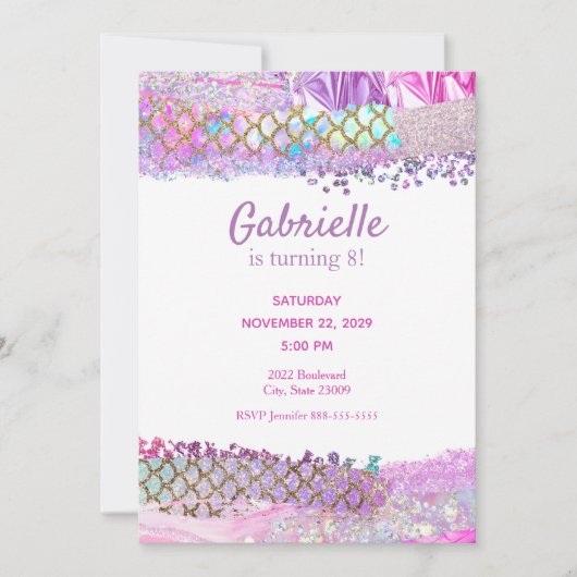 Zeemeermin Scales Pastel Kinderen Aanwezigheid Kaart (Voorkant)