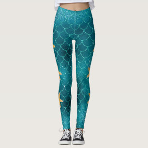 Zeemeermin schaalblauw leggings