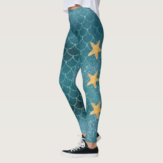 Zeemeermin schaalblauw leggings (Links)