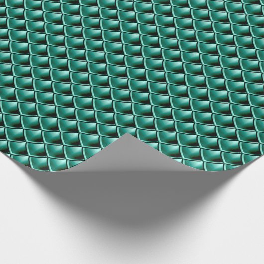 Zeemeermin schaalt Blauwgroen groene tropische dra Cadeaupapier (Hoek)