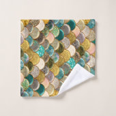 Zeemeermin Schaalt Multi Color Glitter Glam Modern Bad Handdoek (Wasdoekje)