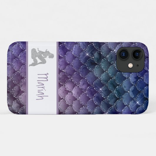 *~* Zeemeermin schaalt Zilver Glitter Blauwgroen B Case-Mate iPhone Case (Achterkant (horizontaal))