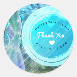 Zeemeermin schalen betoverd onder het Zee Party Fa Ronde Sticker