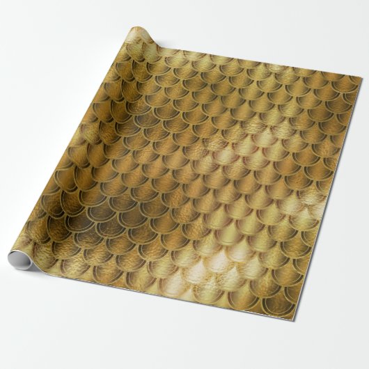 Zeemeermin Schalen Eenhoorn Metallic Sepia Goud Br Cadeaupapier (Uitgerold)