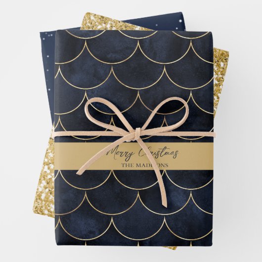 Zeemeermin Schalen en Gouden Glitter Wrapper Papie Inpakpapier Vel (In situ)