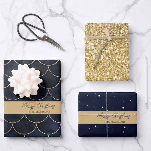 Zeemeermin Schalen en Gouden Glitter Wrapper Papie Inpakpapier Vel (Voorkant)