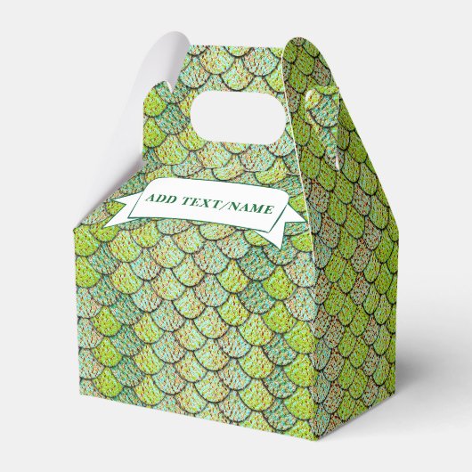 Zeemeermin schalen Groen Patroon Aangepaste naam Bedankdoosjes (Achterkant)