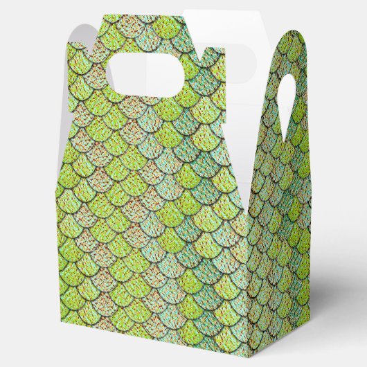 Zeemeermin schalen groen patroon bedankdoosjes (Geopend)