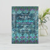 Zeemeermin schalen onder het Zee Party Invitations Kaart (Staand voorkant)