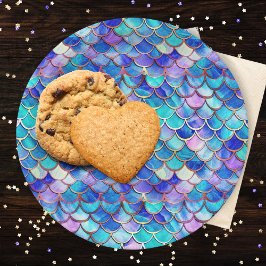 Zeemeermin Schalen Patroon Kleine Meisjes Verjaard Papieren Bordje