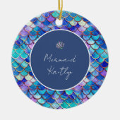 Zeemeermin Schalen Patroon Meisjes Naam Kerstmis Keramisch Ornament (Voorkant)