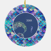 Zeemeermin Schalen Patroon Meisjes Naam Kerstmis Keramisch Ornament (Achterkant)